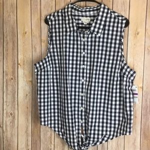 MAISON JULES TOP SLEEVELESS SZ XXL BLK WHITE —A